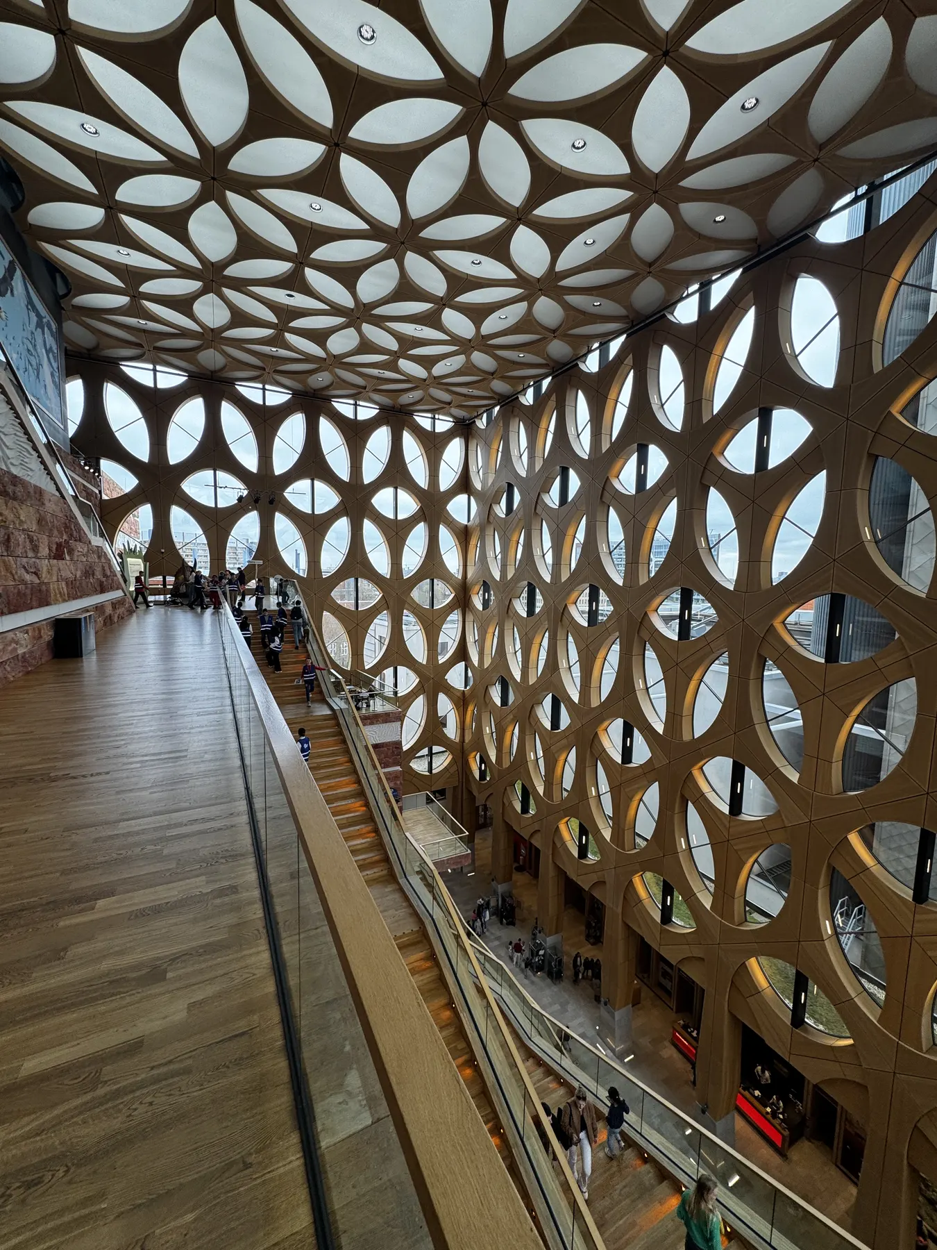 The atrium of Naturalis with its distinctive oval facade panels The atrium of Naturalis with its distinctive oval facade panels