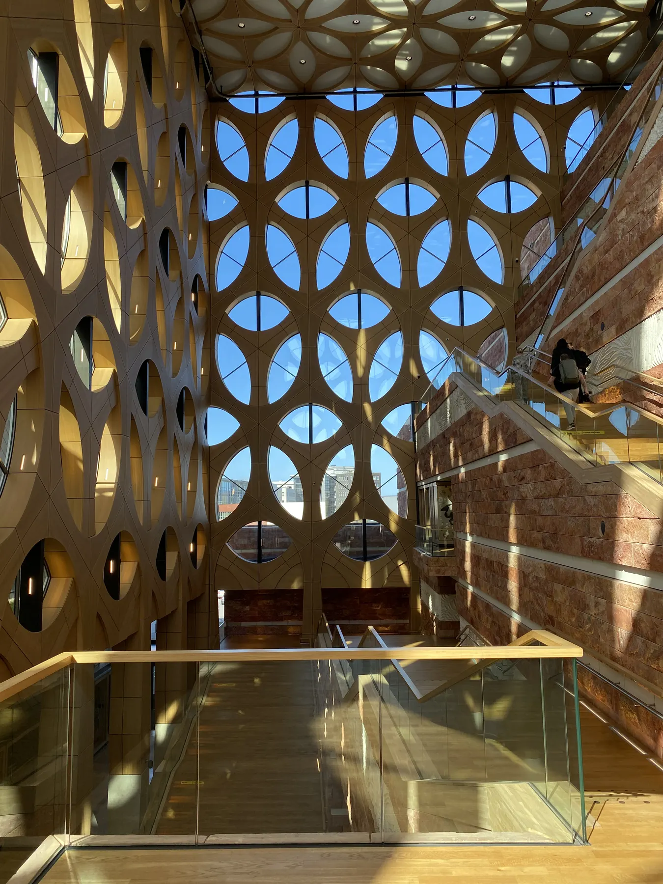 Staircases and light-filled facade inside the Naturalis building in Leiden Staircases and light-filled facade inside the Naturalis building in Leiden