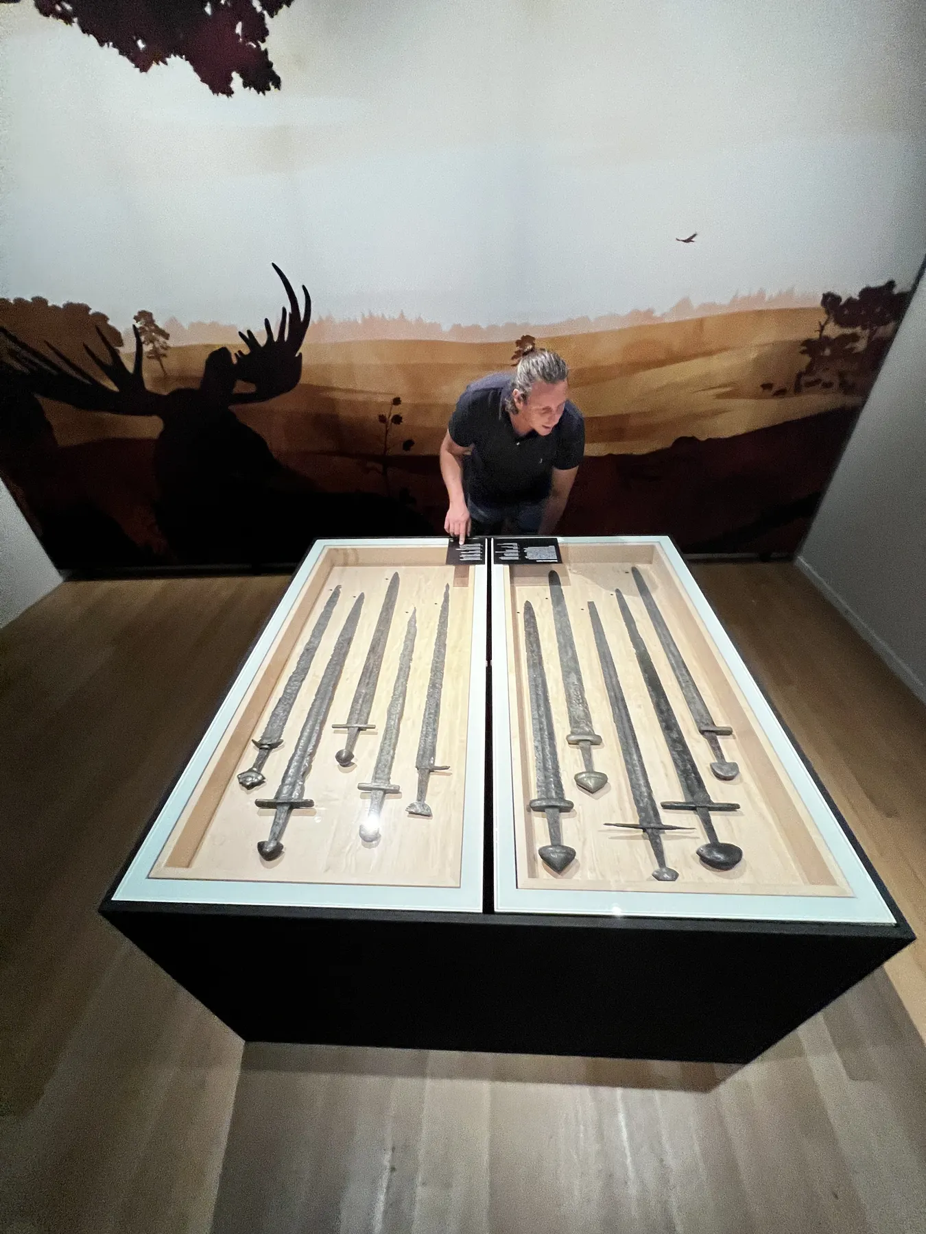 Display case with medieval swords from Dutch archaeology at the National Museum of Antiquities Display case with medieval swords from Dutch archaeology at the National Museum of Antiquities